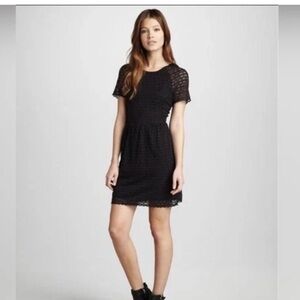 Free People Black Lace Short Sleeve Fit & Flare Dress